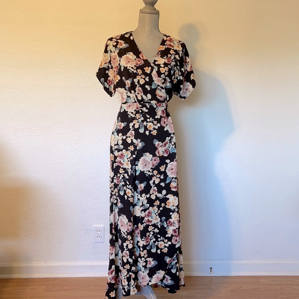 Bobeau floral wrap dress